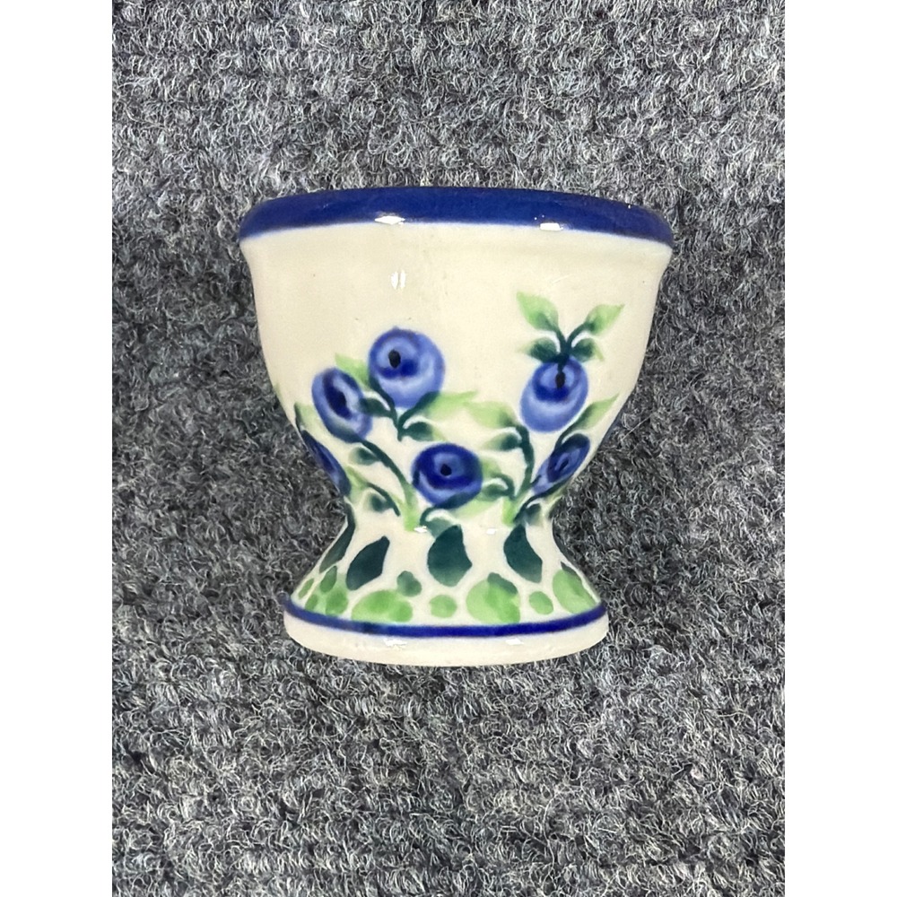 Polish Pottery Boleslawiec Blueberry Egg Cup Stoneware NWT